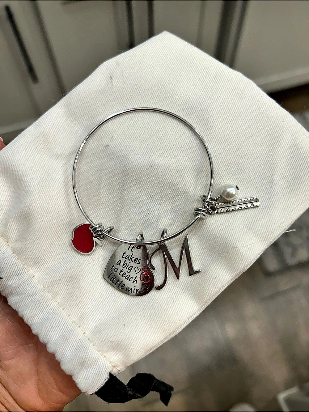 Charm Bracelet in Silver & Red